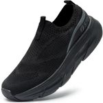 STQ Walking Shoes Women Mesh Slip on Sneakers Comfortable Non Slip Tennis Shoes Arch Support All Black Size 6.5 US