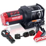 OPENROAD 2500 lb ATV Winch, 12V Waterproof Electric Winch with 3/16"×32' Synthetic Rope, Wireless Remote & Mounting Plate, for Off-Road Towing