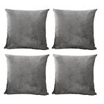 Hafaa Velvet Cushions with Covers Included Sets 8 (4 Grey Cushion Covers 45 x 45, 4 Cushion Inserts) Luxury Decorative Fluffy Square Throw Pillow Case Sofa Cushion with Invisible Zipper