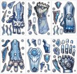 Watersay 6 Pcs Face Temporary Tattoo Death Metal 3D Realistic Fake Tattoos Futuristic Accessories Arm Robot Temporary Tattoo Robot Body Stickers Large Halloween Temporary Tattoo Paper for Men Women