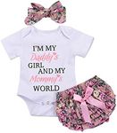 Newborn Baby Girl Romper Jumpsuit Bodysuit +Pants Shorts+Headband Outfit Set