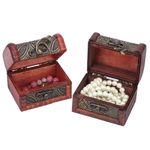 2PCS Chest Treasure Box, Jewelry Boxes Wooden Trinket Box Jewelry Storage Box Tiny Wooden Box Gifts Pirate Treasure Chest Collection Storage Box Wooden Treasure Chest Boxes Vintage Treasure Box