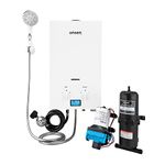 Onsen - 7L Portable Tankless Propane Water Heater with Pump & Accumulator Tank - Dual Ignition - Instant Hot Water - Outdoor Use Only - with LED Screen, Premium Shower Head, & 12-Volt Alligator Clips