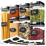 Chef's Path Airtight Food Storage Containers for Kitchen Storage - Clear Plastic - Durable and Strong Lids - Labels and Chalk Marker (Pack of 7)