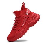 Fushiton Mens Trainers Running Shoes Hi Top Casual Shoes Fashion Sport Sneakers Walking Lightweight Breathable Red