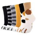 Moyel Womens Funny Fuzzy Fluffy Slipper Cozy Socks Cute Fun Gifts for Women Mom (Multicolor Cat Paw)