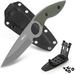 Omesio Fixed Blade Knife, 8.46" Full Tang EDC Horizontal Carry for Men, Green Anti-Slip G10 Handle Sharp 5Cr13MoV Steel Tactical Camping Knife with Kydex Sheath, Ideal for Gifting