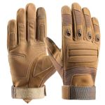 NuCamper Tactical Gloves for Men,Full Finger Touchscree Airsoft Glove for Motorcycles Cycling Motorbike Hiking Work Outdoor Sports(Tan,S)