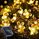 Clearhill 2PCS Solar String Light, 23ft/7M, 50 Lights, 8 Modes LED Outdoor Waterproof Solar Cherry Flower Lights, Garden Fence, Courtyard, Christmas Tree Decoration