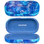 molshine Hard Shell Sunglasses Case,Classic Large Glasses Case for Women Men,Sunglass Eyeglasses (Blue Marble)