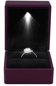 Yosooo LED Lighted Ring Box Earring Ring Gift Case Wedding Ring Jewelry Display Packaging Organizer Storage Holder for Engagement Wedding Gift (Purple)