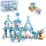 Girls Frozen Castle Building Toys Princess Castle Construction Toys Ice Palace Toy Castle Princess Toys with 2 Mini-dolls Birthday Gift Creative Toys for Boys and Girls Age 6–12 Years Old 477pcs