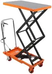 Hydraulic Lift Table Car770lbs, Lift Table Capacity 59"Lifting Height, Double Scissor with 4 Wheels and Non-Slip Pad Thickness 3mm for Material Handling and Transportation 770lbs