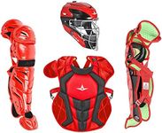 All-Star System7 Axis Travel Team NOCSAE Youth Catcher's Package, Boys, Scarlet/Black