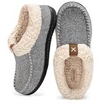 VeraCosy Women's Wool Felt Hi-Top Memory Foam Moccasin Slippers with Comfort Fleece Lining Grey, 5 UK