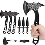 Throwing Axe and Tomahawk 3 Pack Protective Nylon Sheath with Built-in Corkscrew,10.4" Full Tang Stainless Steel Throwing Tomahawk