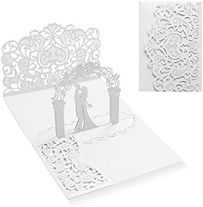 Siumir Biglietto Auguri Matrimonio 3D Invito a Nozze Pop Up con Busta per Anniversario, San Valentino, Regali di Nozze (Bianco)