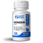 Naturally Natural Potassium Citrate 120 Vegan Capsules High Dose 840mg Elemental K+ Ions per Daily Serving (42% DV), Pure Formulation for Leg Cramps, Blood Pressure and Electrolyte Balance