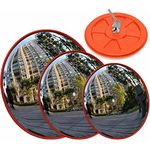 Convex Mirror 60cm Road Traffic Safety Mirror Unbreakable 130 Degree Wide Angle Blind Spot Mirror car parking security Curved Convex Road Mirror with Bracket Screws for Driveway Blind Spot Road