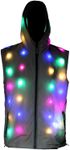 Womens Mens LED Light Up Rave Jacket Adult Kids Dance Party Fancy Dress Club Glowing ClothesFor Xmas Halloween, Vest, Medium