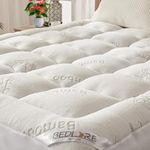 BEDLORE Mattress Topper King Size Viscose Derived from Bamboo, Soft Quilted Pad for Back Pain Relief, Thick Mattress Topper with Deep Elasticated Pocket (White)
