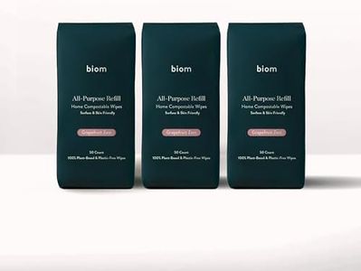 Biom Biodegradable All-Purpose Wipes 3-Pack (150ct) Refill - Everything Grapefruit Cleaning Wipes | Plant-Based Surface Cleaner for Home & Travel | Kid & Pet Friendly Wet Wipes, Natural & Non-Toxic