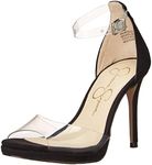 Jessica Simpson Women's Daisile Faux Leather Ankle Strap Stiletto Heeled Sandal, Black, 8