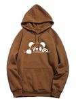 More & More Unisex Regular Fit Fleece Hooded Neck Hoodie (Panda Hoodie Brown14 Years-15 Years_Brown_14 Years-15 Years)