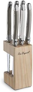 Lou Laguiole Steak Knife Set of 6 | 2511 Steak Knife with Tradition and Style | Handles in Pepper, Pearl & Taupe | Serrated Knife