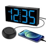 Vibrating Alarm Clock for Heavy Sleepers, Loud Alarm Clock with Bed Shaker, Large LED Display, Dual Alarm, 5 Dimmer, 4 Volumes, USB Charger, Deaf Alarm Clock Bedside for Deaf People Hearing Impaired