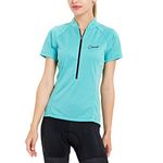 CATENA Women's Cycling Jersey Short Sleeve Workout Shirt Running Top Moisture Wicking Workout Sports T-Shirt Lake Blue