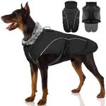 Coats & Jackets for Dogs, Waterproof Winter Dog Clothes Outdoor Coat Adjustable Windproof Dog Vest Warm Dog Apparel French Bulldog Coat with Reflective Strips(Black, L)