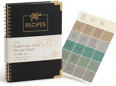 BLU MONACO Large Blank Recipe Book to Write in Your Own Recipes, Spiral Bound (Black), 8.5 x 11, 160 Pages, Lay-Flat Design, Thick Paper, Metal Corners, Color Category Tabs, Cooking Reference Guides