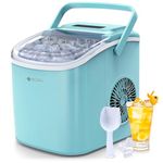 ecozy Portable Ice Maker Countertop, 9 Cubes Ready in 6 Mins, 26 lbs in 24 Hours, Self-Cleaning Ice Maker Machine with Ice Bags/Standing Ice Scoop/Ice Basket for Camping Party, Aqua