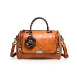 NICOLE&DORIS Fashion Handbags for Women Top-Handle Bag Retro Crossbody Bag Flower Handbags for Lady Messenger Bag Elegant Shoulder Bag Brown