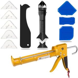 Caulk Gun Kit, Caulking Tool Kit and Caulk Remover,Sealant Finishing Tool Grout Scraper,Great Silicone Gun Tools for 10oz Caulk tubes