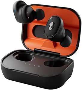Skullcandy Grind Fuel In-Ear Wireless Earbuds with Wireless Charging, 40 Hr Battery, Skull-iQ, Alexa Enabled, Microphone, Works with iPhone Android and Bluetooth Devices - True Black/Orange