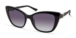 GUESS Women's Retro Inspired Cat Eye Sunglasses, Shiny Black, 55mm