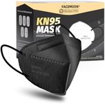 KN95 Face Masks Black Adults - 100 Pack KN95 Disposable Comfortable 5-Layer Safety Face Masks & 5 Adjustable KN95 Masks Extender Masks Large Size