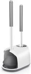 Boperzi Toilet Brush and Plunger Set - Heavy Duty Toilet Plunger for Bathroom with Holder, Toilet Bowl Brush with Plastic Bristles, 2-in-1 Toilet Plunger and Brush Combo for Deep Cleaning - White