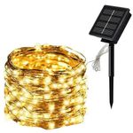 FOX & FERN Premium Imported Extra-Long Solar String Lights-Auto | Waterproof, Copper Wire | Fairy Lights with 8 Modes (Pack of 1) (Warm White) (200 LED)