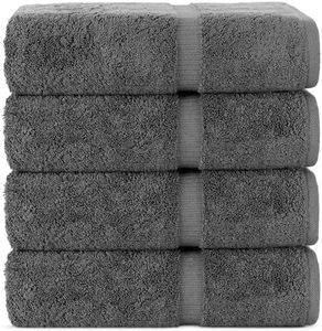 Chakir Turkish Linens | Hotel & Spa Quality 100% Cotton Premium Turkish Towels | Soft & Absorbent (4-Piece Bath Towels, Dark Gray)