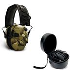 Walkers Razor Slim Electronic Shooting Hearing Protection Muff (Sound Amplification and Suppression) with Protective Case, Tan