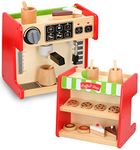 URBN-TOYS Kids 2 In 1 Wooden Coffee Machine Shop Creative Role Play Toy Play Set Gift