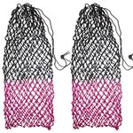 Paris Tack Set of 2 56" Soft Mesh Hay Nets with 2" Holes, Fits 8-10 Flakes of Hay (56", Magenta/Black)