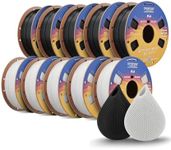 OVERTURE 10KG Bundle PLA Filament 1.75mm, Neatly Wound 3D Printer Filament 10 Pack 1kg Spool (22.2lbs), Dimensional Accuracy +/- 0.02 mm, Fit Most FDM 3D Printers (Black*5 & White*5)