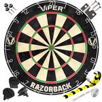 Viper by GLD Products 42-6006 Dartboard with Staple-Free Spider Razorback Sisal/Bristle Steel Tip, Multicolored, One Size