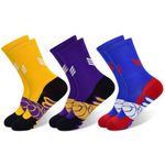 ELUTONG Kids Basketball Athletic Socks - 3 Pairs Boys Girls Sports Socks Cotton Crew Mid Calf Gym Socks, 5-8 Years Novelty Soft Casual Fashion Breathable Outdoor Socks