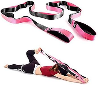 KYLIN SPORT Yoga Dance Stretching Strap with Free Door Attachment +Carry BagMulti-Loop Stretch Out Strap Assisted Belt for Physical Therapists Fitness Stretching (Pink/Black)