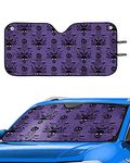 Windshield Sun Shade Ghost Pumpkin Skull Accordion Folding Auto Sunshade for Car Truck SUV Haunted Mansion Purple Sun Visor Protector 28 x 55 in